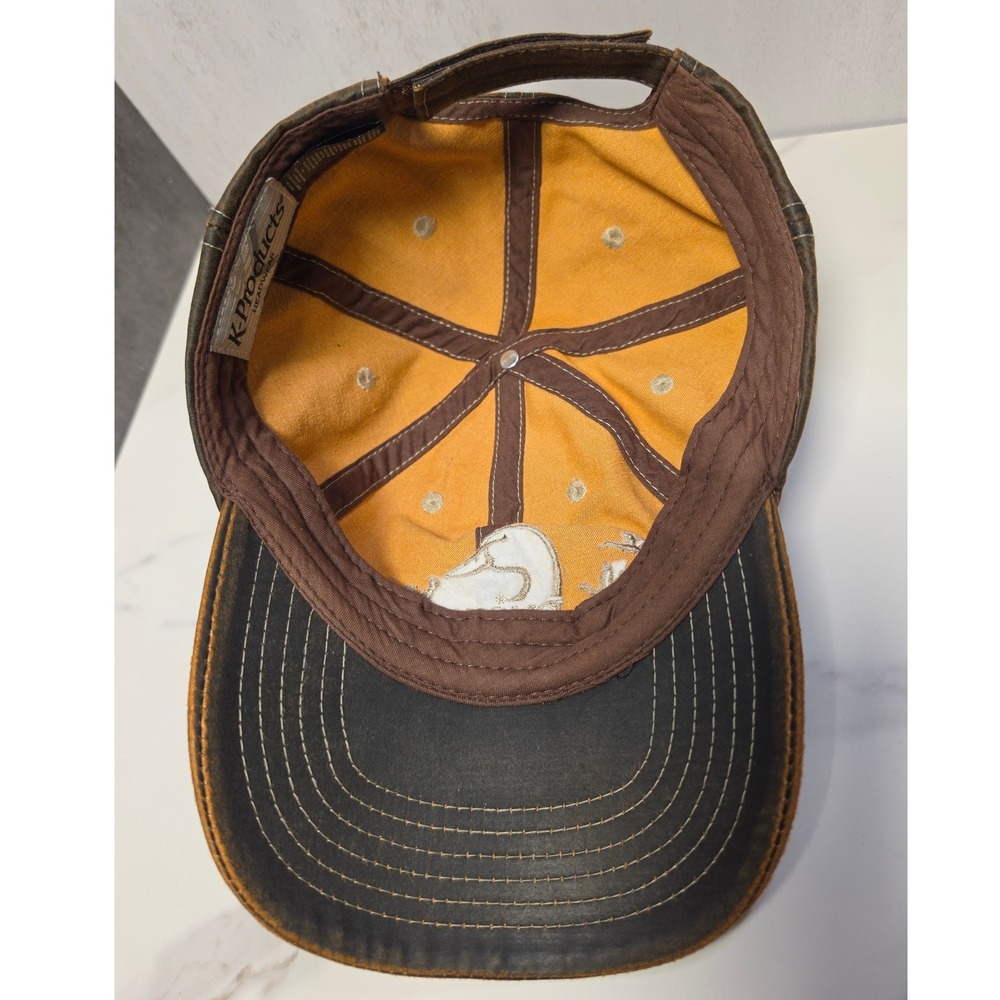 Ducks Unlimited Mens Brown Distressed Oil Cloth Style Hat K-Products Adjustable - Picture 6 of 8